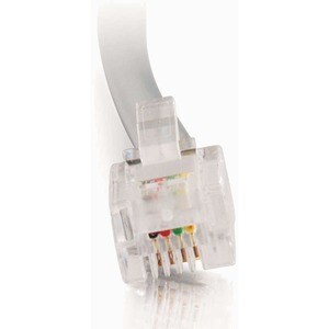 C2G 25ft RJ11 6P4C Straight Modular Cable - RJ-11 Male - RJ-11 Male - 25ft - Silver