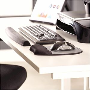 Fellowes® Memory Foam Mouse Pad Wrist Rest - Black/Silver (9175801) - Silver Streak - 1" x 7.94" x 9.25" Dimension - Silve