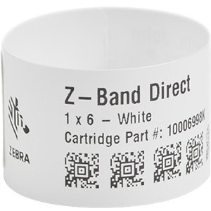 Zebra Wristband Polypropylene 1 x 11in Direct Thermal Zebra Z-Band Direct 1 in core - 1" Width x 11" Length - Permanent Ad