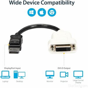 StarTech.com DisplayPort to DVI Adapter, DisplayPort to DVI-D Adapter/Video Converter 1080p, DP 1.2 to DVI Monitor, Latchi
