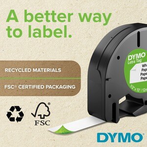 Dymo LetraTag Label Maker Tape Cartridge - 1/2" - Direct Thermal - Silver - 1 Each