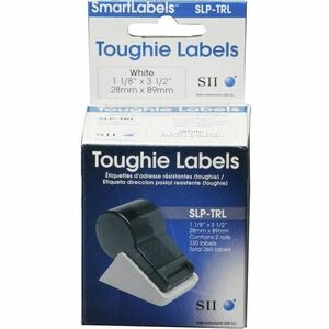 Seiko SmartLabel SLP-TRL Toughie Address Label - 1.12" Width x 3.5" Length - 130/Roll - 0.79" CoreRoll - White