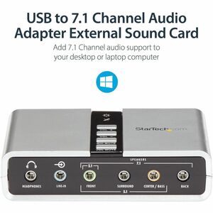 StarTech.com 7.1 USB Sound Card - External Sound Card for Laptop with SPDIF Digital Audio - Sound Card for PC - Silver (IC