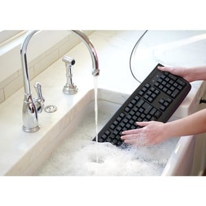 Kensington Pro Fit Washable Keyboard - PS/2, USB - 104 Keys - Black - Pack of 1 - Retail
