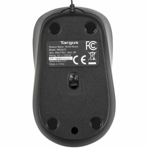 Targus AMU75EU Travel Mouse - USB - Optical/BlueTrace - Black - Cable - 1000 dpi - Scroll Wheel - Symmetrical
