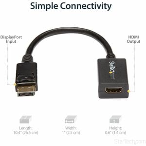 StarTech.com DisplayPort to HDMI Adapter, 1080p DP to HDMI Video Converter, DP to HDMI Monitor/TV Dongle, Passive, Latchin