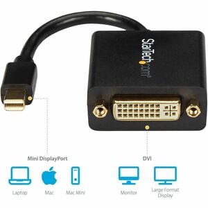 StarTech.com Mini DisplayPort to DVI Adapter, Mini DP to DVI-D Converter, 1080p Video, VESA Certified, mDP 1.2 to DVI Moni