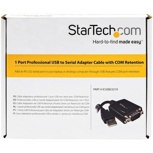 StarTech.com 1ft (30cm) 1-Port Professional USB to Serial Adapter Cable with COM Retention, USB to RS232 Adapter - TAA - U