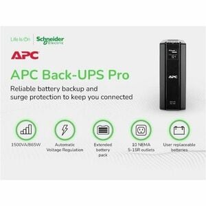 APC by Schneider Electric BR1500G 120V Backup System - Tower - 8 Hour Recharge - 3 Minute Stand-by - 120 V Input - 120 V A