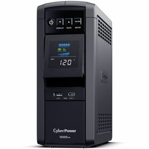 CyberPower CP1000PFCLCD PFC Sinewave UPS Systems - 1000VA/600W, 120 VAC, NEMA 5-15P, Mini-Tower, Sine Wave, 10 Outlets, LC