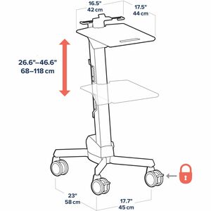 Ergotron Neo-Flex Laptop Cart. Type: Panier/chariot multimédia, Couleur du produit: Gris, Matériel: Aluminium, Plastique, 