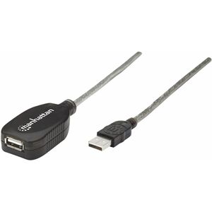 Manhattan Cable USB V2.0 Ext. Activa 4.9M - Cable for Computadora de escritorio - 480Mbit/s - Cable de extensión - Plata