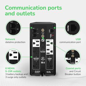 APC by Schneider Electric Back-UPS BR700G Linha interativa UPS - 700 VA/450 W - Torre - 12 Hora Recharge - 3 Minuto Stand-
