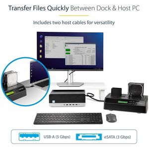 StarTech.com 4-Bay Hard Drive Duplicator and Eraser, External HDD/SSD Cloner / Copier / Wiper Tool, USB 3.0/eSATA to SATA 