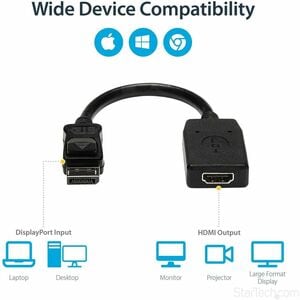 StarTech.com DisplayPortÂ® to HDMIÂ® Video Adapter Converter - 1 x 19-pin HDMI Digital Audio/Video - Female - 1 x 20-pin D