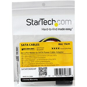 StarTech.com 6in 4 Pin LP4 to SATA Power Cable Adapter - For Hard Drive - LP4 / SATA - 1 Pcs