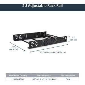 StarTech 2U Fixed 19" Adjustable Depth Universal Server Rack Rails - Mount 19" servers or networking hardware in any stand