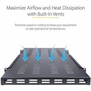 StarTech.com Ripiano 1U per armadio rack 19" - Robusta Mensola Ventilata per server rack - Profondità regolabile: 49,5 a 9