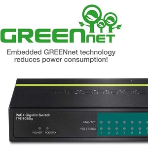 TRENDnet 8-Port Gigabit PoE+ Switch, 8 x Gigabit PoE+ Ports, 123W PoE Power Budget, 16 Gbps Switching Capacity, Desktop Sw