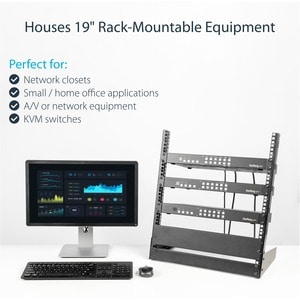 StarTech.com 2-Post 12U Desktop Server Rack, Open Frame 19in Network Rack, Small Home/Office Rack for AV / Studio / Data /