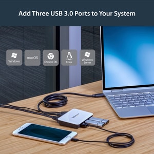 StarTech.com USB 3.0 to Gigabit Ethernet NIC Network Adapter with 3 Port Hub - White - 3 Total USB Port(s) - 3 USB 3.0 Por