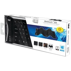 Adesso Antimicrobial Waterproof Flex Keyboard (Compact Size) - Cable Connectivity - USB Interface - 108 Key Home Page, Ema