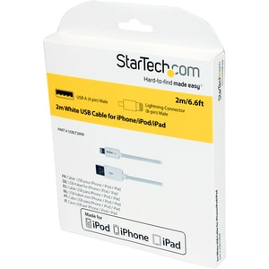 StarTech.com 1,8 m (6 ft.) Long White AppleÂ® 8-pin Lightning Connector to USB Cable for iPhone / iPod / iPad - Charge and