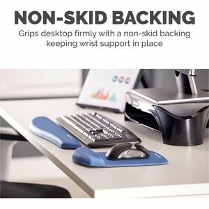 Fellowes® PlushTouch™ Foam Mouse Pad Wrist Support with MICROBAN® - Blue (9287301) - 1" x 7.25" x 9.38" Dimension - Blue -