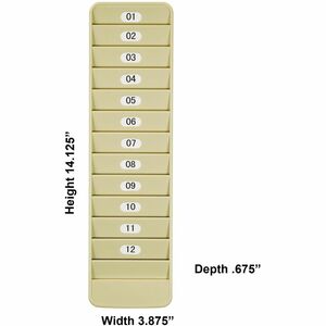 Pyramid 500-12 12-Pocket Employee ID Badge Rack - 12 x Card - 12 Pocket(s) - Durable, Lightweight - 0% Recycled - Putty - 