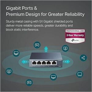 TP-Link TL-SG105 5 Ports Ethernet Switch - Gigabit Ethernet - 10/100/1000Base-T - 2 Layer Supported - Twisted Pair - Desktop