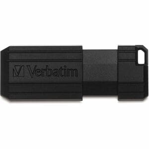 Verbatim PinStripe 128 GB USB 2.0 Flash Drive - Black - 10 MB/s Read Speed - 4 MB/s Write Speed - 2 Year Warranty