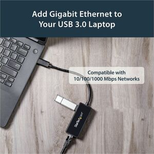 StarTech.com Adaptateur réseau USB 3.0 vers Gigabit Ethernet avec port USB intégré - Carte réseau GbE USB vers RJ45 - Noir