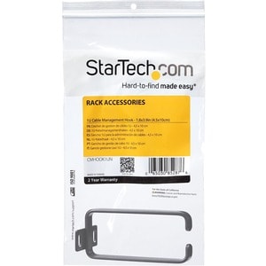 StarTech.com 1U Vertical 1.8 x 3.9in Server Rack Cable Management D-Ring Hook w/ Flexible Opening - Network Rack-Mount Cor