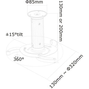 Neomounts Neomounts Pro Montagem no teto para Projetor - Branco - Altura ajustável - 15 kg Capacidade de carga