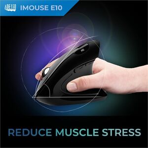 Adesso iMouse E10 2.4 GHz RF Wireless Vertical Ergonomic Mouse - Optical - Wireless - 30 ft - Radio Frequency - 2.40 GHz -