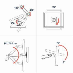 Ergotron Mounting Arm for Display Screen, Digital Signage Display, LCD Display, TV - Polished Aluminum - Height Adjustable