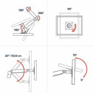 Ergotron LX Series LX HD Sit-Stand. Capacité de charge maximale: 13,6 kg, Taille maximale de l’écran: 116,8 cm (46"). Régl