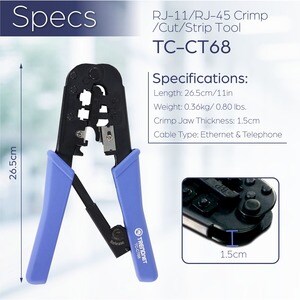 RJ-11/RJ-45 Crimp/Cut/Strip Tool