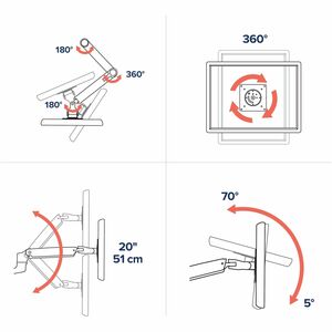 Ergotron Mounting Arm for Display Screen, Digital Signage Display, LCD Display, TV - Polished Aluminum - Height Adjustable