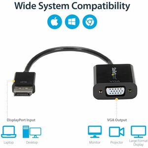 StarTech.com DisplayPort to VGA Adapter, Active DP to VGA Converter, 1080p Video, DP to VGA Adapter Dongle (Digital to Ana