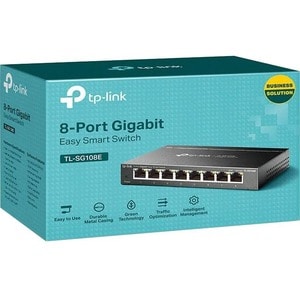 TP-LINK TL-SG108E - 8-Port Gigabit Easy Smart Switch - Plug & Play - Desktop/Wall-Mount - Sturdy Metal w/ Shielded Ports -