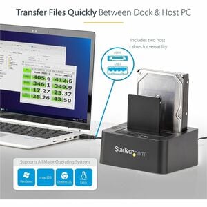 StarTech.com Standalone Hard Drive Duplicator Dock, External Dual Bay HDD/SSD Cloner/Copier, USB 3.0 / eSATA, SATA Disk Cl