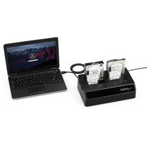 StarTech.com USB 3.0 4 Bay 2,5" / 3,5" SATA III Festplatten / SSD Dockingstation mit UASP und zwei Lüftern - 4 x HDD unter
