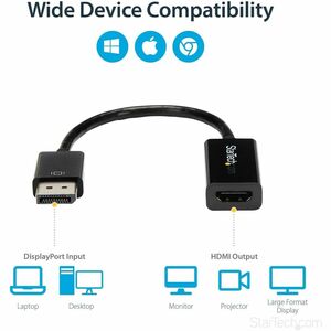 StarTech.com Adaptateur DisplayPort vers HDMI - Convertisseur DP Actif 4K30Hz vers HDMI - Câble d'Écran HDMI - Ultra HD DP