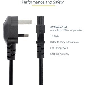 1 m GB Laptop Ladekabel, BS 1363 auf C5, 2,5A 250V, 18AWG, UK Laptop Netzteil Stromkabel, Kleeblatt/Mickey Mouse Netzkabel