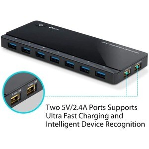 TP-Link UH720 USB-Hub - USB 3.0 Micro-B - Extern - Schwarz - 9 Total USB Port(s) - 7 USB 3.0 Port(s) - PC, Mac, Linux