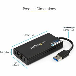 StarTech.com USB 3.0 to 4K HDMI External Multi Monitor Graphics Adapter â€" DisplayLink Certified â€" USB 3.0 Video Card â