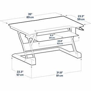 Ergotron WorkFit-T, Standing Desk Workstation (black with grey surface) - Gray Top - 35 lb Capacity - Height Adjustable - 