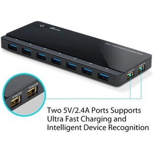 TP-Link USB 3.0 7-Port Hub with 2 Charging Ports - USB 3.0 Micro-B - External - 9 USB Port(s) - 7 USB 3.0 Port(s) - PC, Ma