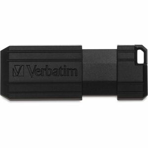 Verbatim PinStripe 64 GB USB 2.0 Type A Flash Drive - Black - 10 MB/s Read Speed - 4 MB/s Write Speed - 2 Year Warranty - 